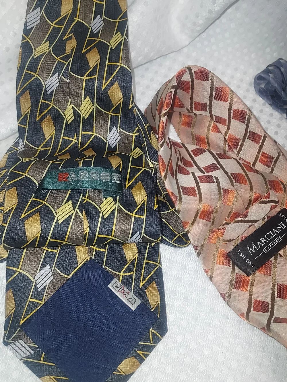 Men's Tie Set — Peach, Blue, and Gold Patterned Neckties